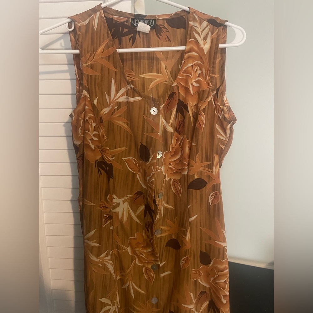 Floral Vintage Rolling Over Button-Up Dress